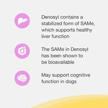 Nutramax Laboratories Denosyl for Dogs and Cats, Liver Health Supplement for Cats and Small Dogs, with S-adenosylmethionine (SAMe), Stabilized Tablets, 30 Count