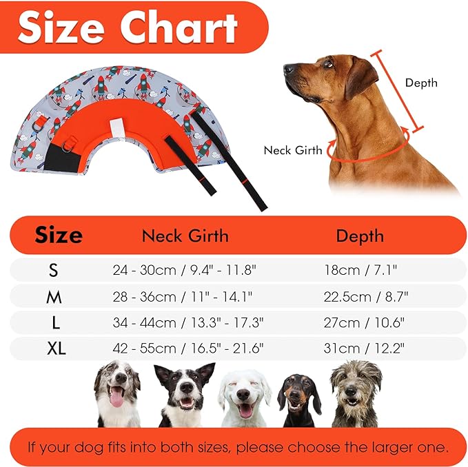 Allroaring Dog Cone, Soft Dog Cone Collar to Stop Licking, Adjustable Cones for Large Dogs, Comfy Pet Recovery Collars & Cones Alternative for After Surgery Wound Healing, Red L