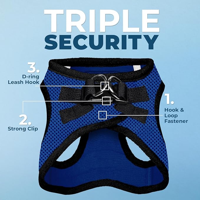 Best Pet Supplies Voyager Step-in Air All Weather Mesh Harness and Reflective Dog 5ft Leash Combo with Neoprene Handle, for Small, Medium and Large Breed Puppies - Set (Royal Blue/Black Trim), X-Large