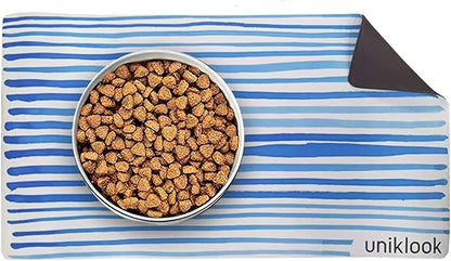 Pet placemat - Dogs & Cats Vegan Leather Food Water Bowls Mat - Waterproof & Easy to Clean Modern Design Large Size Feeding Station Uniklook