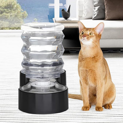 RIZZARI Dog Water Bowl Dispenser: 5L Black Stainless Steel Gravity Feeder with Filter - Easy Refill - Detachable 304 Stainless Bowl - for Small Pets & Multi-Pet Owners - Home Kitchen Patio