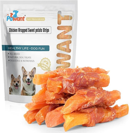 Soft Dog Treats Chicken Sweet Potato Sticks Puppy Easy to Digest Training Snacks Chicken Wrapped Sweet Potato 2lb