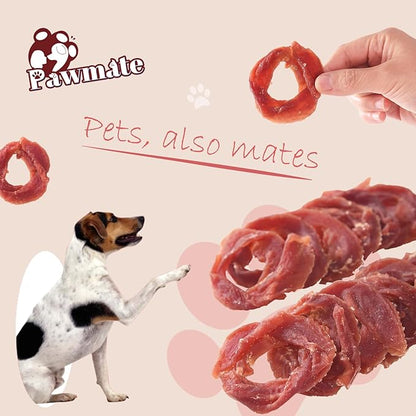 Pawmate Dog Treats Duck Jerky Rings, Natural Duck Brest w/Glucosamine Chondroitin, Healthy Training Treats Snacks for Small Medium Large Dogs, 10.6 oz