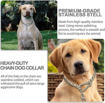 Dog Chain Collars 304 Stainless Steel Metal Chew Proof Dog Necklace Anti Winding Dog Leash Extension Lead for Small Medium Large Dogs Training and Walking. (X-Large：30in x 4mm(Neck max 27in))