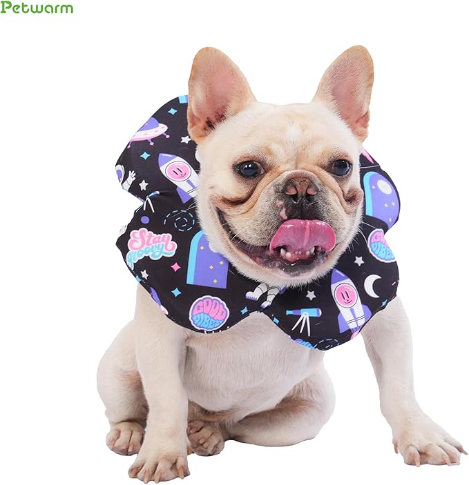 PetWarm Dog Recovery Collar, Recovery Collar for Dogs, Lightweight Soft Flower Design, Comfortable Neck Protector Helps Discourage Licking, Post-Visit Protective Collars, Cosmic Print, Purple, S
