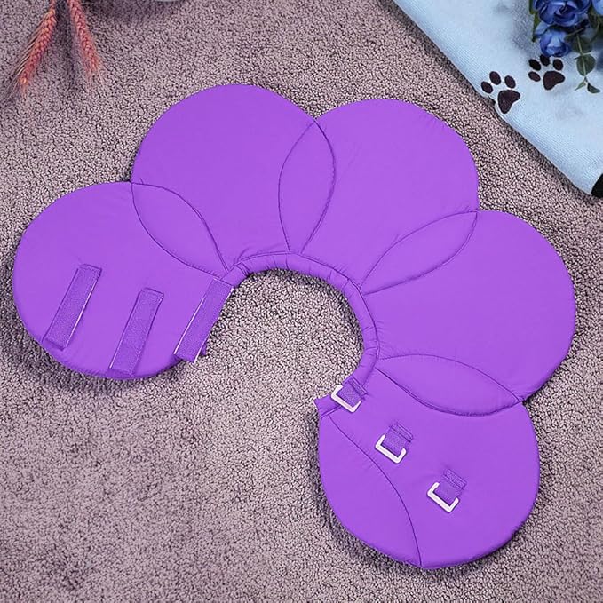 POPETPOP Soft Cat Cone Collar, Cute Flower Recovery Collar After Surgery, Adjustable Anti-Bite Lick Elizabethan Cone for Small Dogs Cats Kittens Pets All-Season Style - Purple, XL