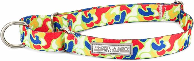 Lucky Love Dog Martingale Dog Collar - Adjustable, No-Slip, Durable, & Soft Webbing Collar for Male and Female Dogs Ideal for Training & Walking - Oscar, Large