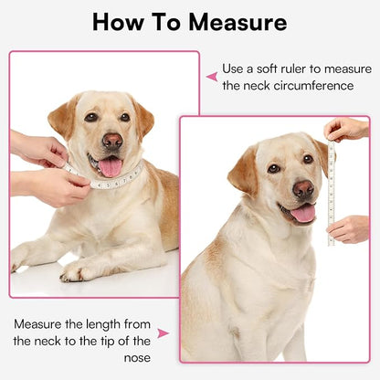 Queenmore Dog Cone,Soft Dog Cones for Large Dogs After Surgery,Comfy Cone for Dogs to Stop Licking, Adjustable Recovery Collar,Elizabethan Pet E-Collar for Wound Healing,Pink,L