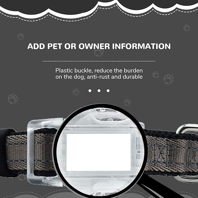 Reflective Dog Collar for Large Dogs Mesh Padded Large Dog Collar, Adjustable Pet Collar with Quick Release Buckle, Durable Breathable &Fade Resistant-Grey