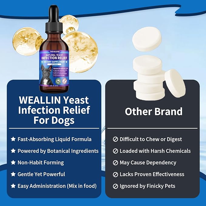 Natural Yeast Infection Treatment for Dogs | Probiotic-Powered Drops with 8-Herbal Blend | Supports Skin, Ears, Allergy Relief | Dog Yeast Infection Treatment Oral Supplement | Bacon-Flavored-2PC