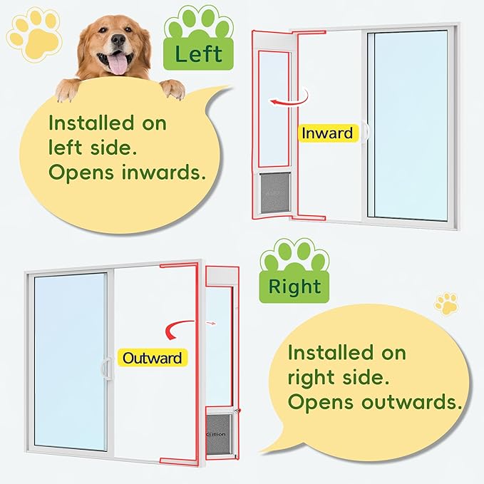 3 Flap Large Dog Door for Sliding Glass Door, Openable Pet Door for Sliding Glass Doors, Adjustable 91 7/16" to 96" Slider Height-Large Tall