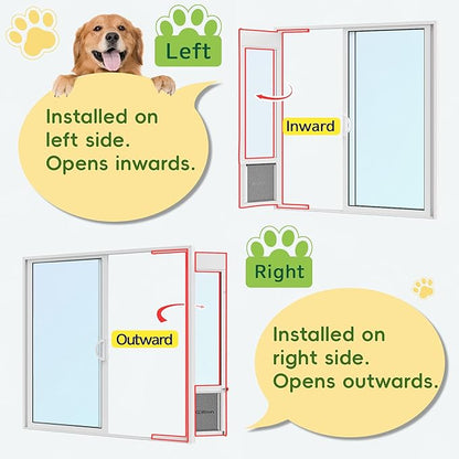 3 Flap Large Dog Door for Sliding Glass Door, Openable Pet Door for Sliding Glass Doors, Adjustable 91 7/16" to 96" Slider Height-Large Tall