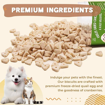 Dancing Tail Freeze Dried Chicken & Kale Cube Cat & Dog Treats Biscuits, Dehydrated High Protein Weight Control Traing Treats for Small Dogs Cats 1.8 Ounce
