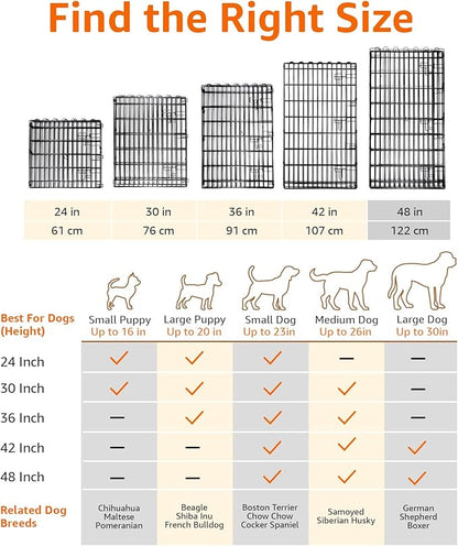 Amazon Basics Foldable Metal Indoor/Outdoor Dog Playpen, Octagonal Exercise Pen, Single Door, 8 Panels, 48 Inch Tall, X-Large, 60 x 60 x 48 Inches, Easy to Assemble, Black