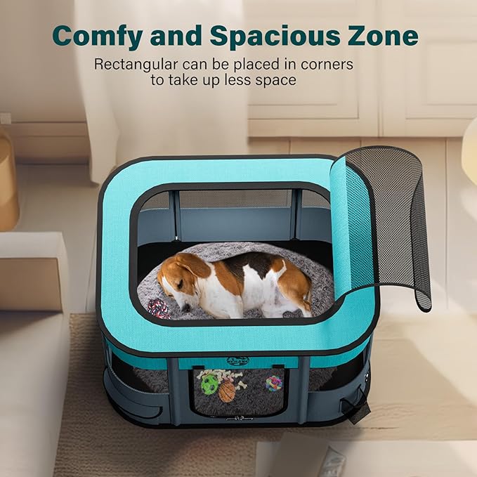 Puppy Playpen Cat Dog Crate: Play Pen Indoors Pet Playpens Portable Foldable Cage Kennel House for Small Kitten Rabbit Guinea Pig Hamster with Food Bowl (Grey, S, 1)