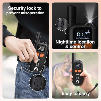 PaiPaitek No Shock Dog Training Collar with Remote 3300ft Range, Humane Vibrating Dog Collar, 3 Modes Ultrasonic, Beep, Vibration for Small Medium Large Dogs - Security Lock & No Prongs