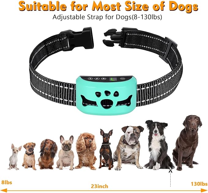 Dog Bark Collar, Anti Bark Collars for Large Medium Small Dogs with 7 Level Sensitivity Adjustable and 4 Stop Barking Modes, Rechargeable Bark Collar No Shock for Dogs with Beep Vibration Shock