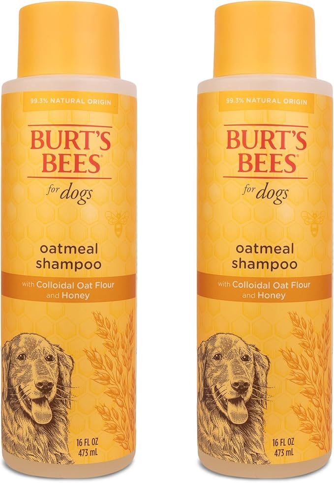 Burt’s Bees for Pets Oatmeal Dog Shampoo with Honey, Soothing Dog Shampoo for Itchy and Sensitive Skin, pH Balanced Formula That Gently Cleans and Moisturizes Dog Coats, 16 Fl Oz - 2 Pack