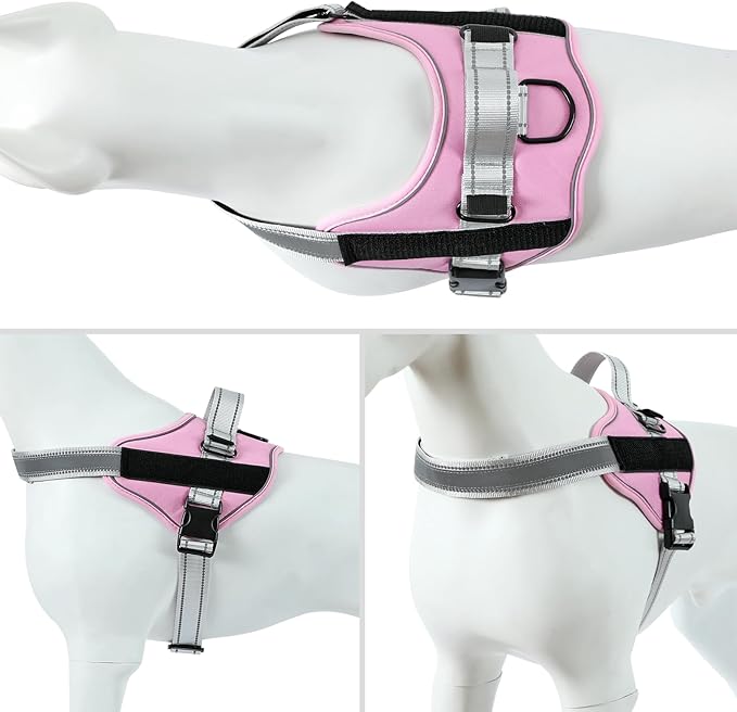 MUMUPET Service Dog Harness with 3M Reflective Safety, Easy Adjust & No-Pull Design - Breathable Nylon Handle for Small/Medium/Large Dogs