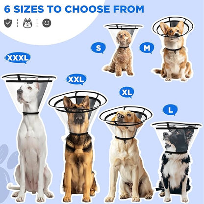 BONTHEE Clear Dog Cone Collar–Extra-Long Recovery E-Collar for Dogs, Transparent Adjustable Dog Cones Alternative for Small Large Medium Size Dogs,Protective Neck Brace with Soft Edges-XXL