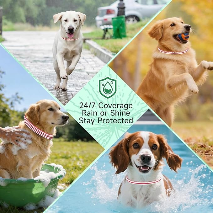 4 Pack Flea Collar for Dogs, Flea and Tick Prevention for Dogs, Dog Flea and Tick Treatment, 32 Months Protection, Waterproof, Adjustable Tick Collar for Dogs, One Size Fits All, Red and White