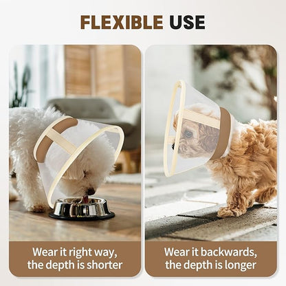 Soft Dog Cone Collar to Stop Licking-Adjustable Comfortable Mesh Recovery Collars After Surgery for Small or Miniature Dog, Alternative to Plastic Elizabethan Collar for Neuter Incision Care (Brown,L)