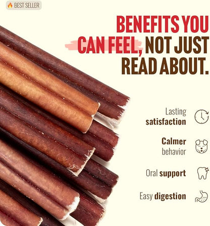 Natural Farm Odor Free Jumbo Bully Sticks (12 Inch, 5 Pack), Extra-Thick Chews for Dogs, Fully Digestible 100% Beef Treats, Supports Dental Health, Keep Your Dog Busy with 50% Longer Lasting Chews…