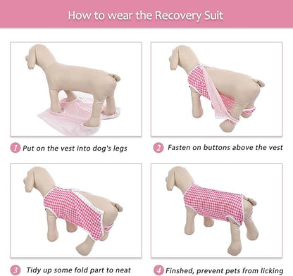 Kuoser Surgical Recovery Suit for Dogs Cats, Pet T-Shirt After Surgery Wear for Dogs, Dog Professional Recovery Suit Comfortable E Collar Alternative, Prevent Licking Onesies Pet Surgery Recovery Suit