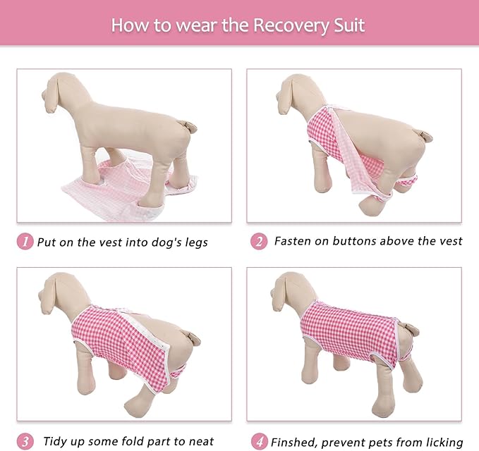 Kuoser Surgical Recovery Suit for Dogs Cats, Pet T-Shirt After Surgery Wear for Dogs, Dog Professional Recovery Suit Comfortable E Collar Alternative, Prevent Licking Onesies Pet Surgery Recovery Suit