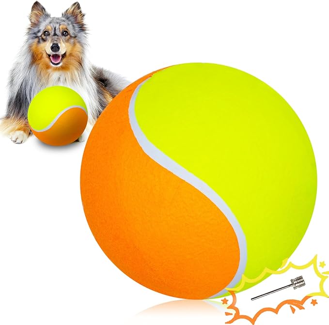 Banfeng Big Tennis Ball for Dogs, Giant Dog Tennis Ball Toy Large Outdoor Sports Gift for Small Medium Large Dog (Yellow Orange, 9.5 inch)