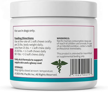 Skin & Coat Dog Chews – Collagen, Omega-3, EPA & DHA for Skin Health & Coat Shine – Antioxidant-Rich Supplement with Vitamin A & D3 – Supports Brain, Energy, and Balanced Blood Sugar