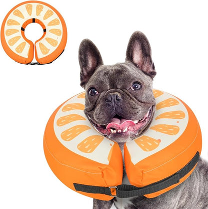 MIDOG Soft Inflatable Dog Cone, Donut E-Collar Alternative for After Surgery, Prevents Licking, Allowing Normal Eating & Vision, Comfortable Recovery Collar for Small Medium Large Dogs&Cats, Orange-M+