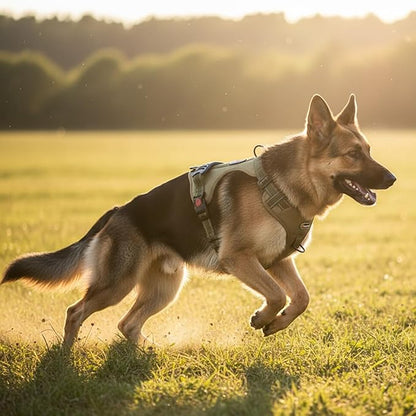 L Size Tactical Dog Harness No Pull Adjustable Pet Vest Collars with Handle and Reflective Trim, Training Harnesses for Boy and Girl Large Dogs and Medium Small Size Pet