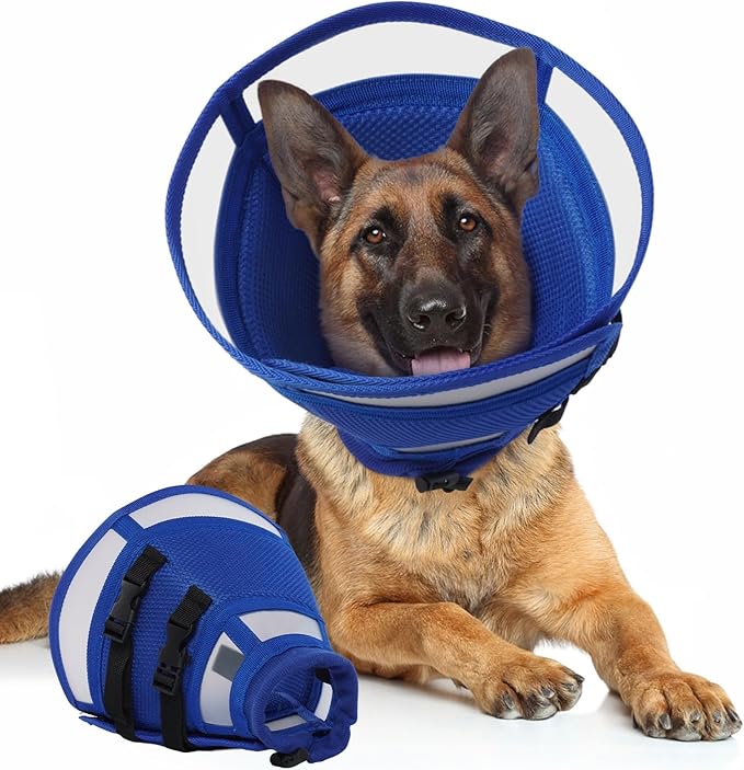 Dora Bridal Dog Cone Collar for Extra Large Dogs After Surgery, Soft Comfy Recovery Pet Cone Alternative, Adjustable Elizabethan Collar for Dogs to Stop Licking, Blue,XL