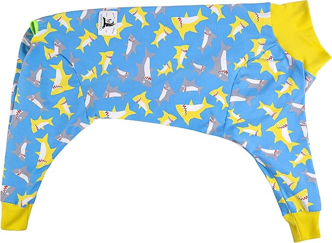 Dog Pajamas Jumpsuit for Medium Large Dogs,Lightweight Dog Pjs Clothes Apparel Onesies,Shirt for Large Size Dogs After Surgery, Full Belly (34 (Chest 35.04 in | Backlength 23.62 in), Blue Dinosaur)