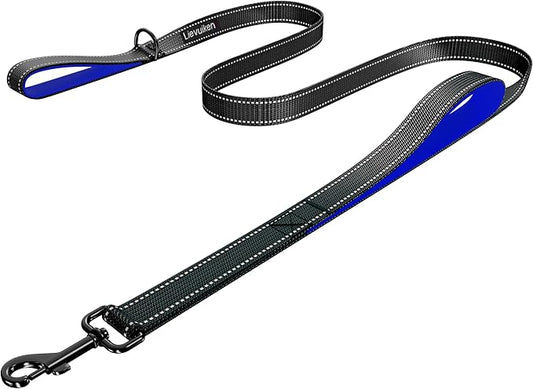 Dog Leash 6ft Long, Double Handle Dog Leash for Safety Control Training, Heavy Duty Dog Leads with Traffic Padded Handles, Reflective Leashes for Small Medium Large Dogs(6ft, Black Blue)