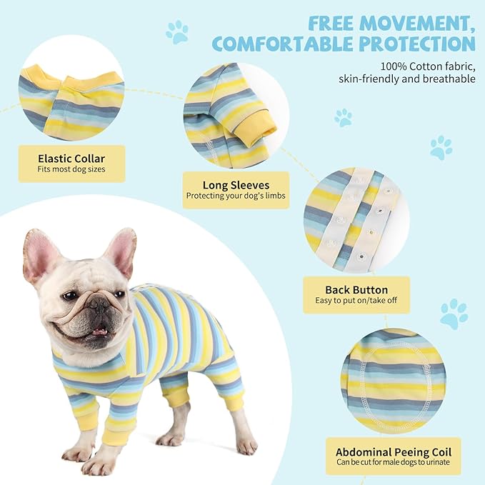 Dog Onesie for After Surgery Recovery Suit Pet Surgical Suit for Female Male Cone E-Collar Alternatives After Spay Abdominal Wounds Protector Dog Anti-Licking Onesie for Small Medium Dogs