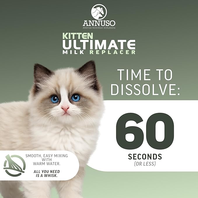 ANNUSO Kitten Ultimate Milk Replacer, 12oz - 40% Protein & 28% Fat - Enhanced with Goat Milk Proteins, Advanced Probiotics – Supports Kitty Immunity & Digestion, Easy-Mix Powder