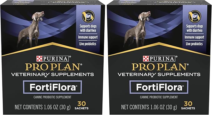 Purina Pro Plan Veterinary Supplements FortiFlora Daily Probiotics for Dogs,Helps Digestive Gut Health and Diarrhea - 30 ct. Box,(Pack of 2)