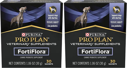 Purina Pro Plan Veterinary Supplements FortiFlora Daily Probiotics for Dogs,Helps Digestive Gut Health and Diarrhea - 30 ct. Box,(Pack of 2)