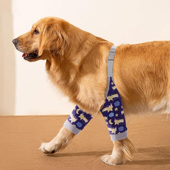ROZKITCH Dog Surgery Leg Sleeve for Front Legs, Adjustable Pet Prevent Licking Wound Elbow Knee Protector, Dog Leg Sleeve to Stop Licking Cone Collar Alternative for Sprain ACL CCL Arthritis Blue XL