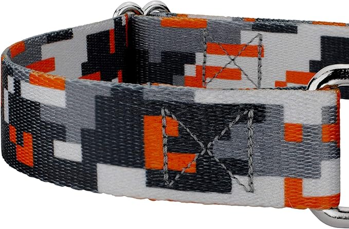 Country Brook Petz - Orange Digital Camo Martingale Dog Collar and Leash Limited Edition - Camouflage Collection Featuring Rugged Designs (1/2 Inch, Extra Small)