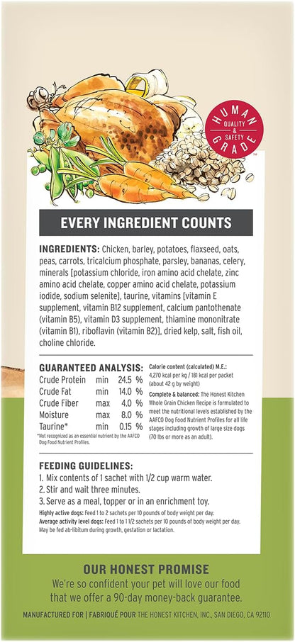 The Honest Kitchen Human Grade Wholemade™ Dehydrated Whole Grain Chicken Dog Food, 1.5 oz x10
