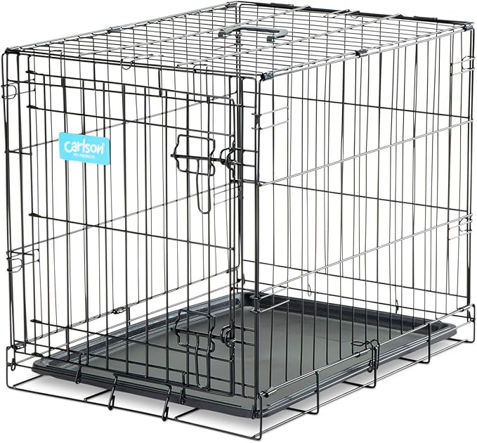 Carlson Pet Products SECURE AND FOLDABLE Single Door Metal Dog Crate, Small, 24.0"L x 18.0"W x 19.0"H