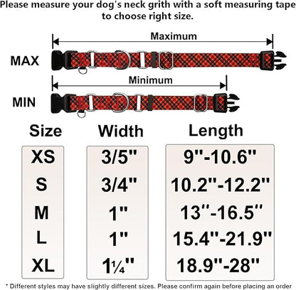 Christmas Martingale Collar for Dogs Plaid Dog Collars for Small Medium Large Dogs with Buckle Adjustable Soft Nylon Dog Collar (Red Plaid, Large)