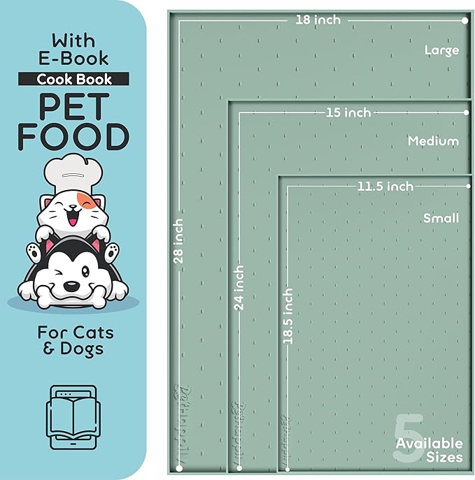 Dog Food Mat - Raised Edges Dogs Mat for Food and Water Prevent Spill, Waterproof Cat Food Mats Protect Floors, Easy Clean Dog Bowl Mats for Food and Water, Silicone Pet Food Tray
