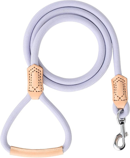Mile High Life Leather Dog Leash, Heavy Duty Strong Genuine Leather Handle Rope Leash Soft and Comfortable for Small Medium Large Dogs (Purple, 60 Inch)