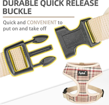 PUPTECK Soft Mesh Dog Harness and Leash Set Pet Puppy Cat Comfort Padded Vest No Pull Harnesses, Khaki, XS
