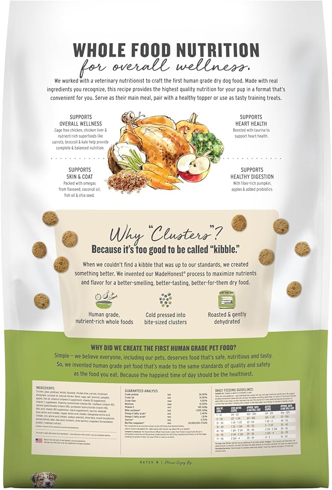 The Honest Kitchen Human Grade Whole Food Clusters Dry Dog Food - Grain Free Chicken 20 lb Bag