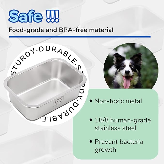 PEDAY 1.2 Gallon Large Dog Water Bowl, 18/8 Human Grade Stainless Steel - Silver Nonslip
